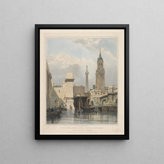 Edward William Cooke - Steps of New London Bridge St Magnus the Monument and Part of Old Bridge.webp