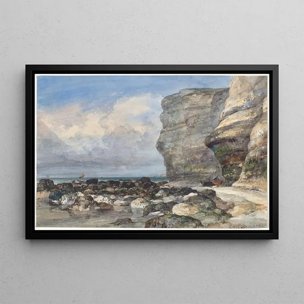 Die felsige Küste und die Klippen bei Fécamp - Edward William Cooke — gerahmtes Bild an der Wand