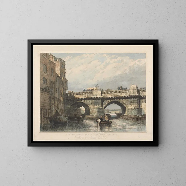 L'extrem sud de l'ancien pont de Londres - Edward William Cooke — gerahmtes Bild an der Wand