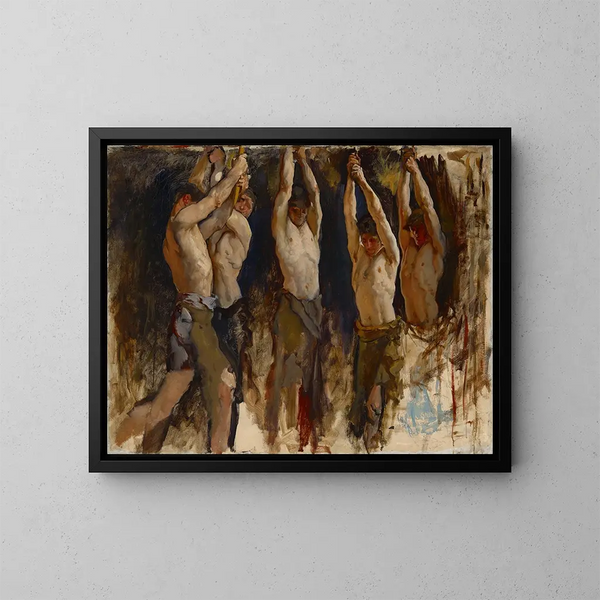 Studie für das Gemälde Das Genie des Vulkan, Genie der Eisen- und Stahlarbeiter, Rotunde des Kapitols des Bundesstaates Pennsylvania, Harrisburg - Edwin Austin Abbey — gerahmtes Bild an der Wand