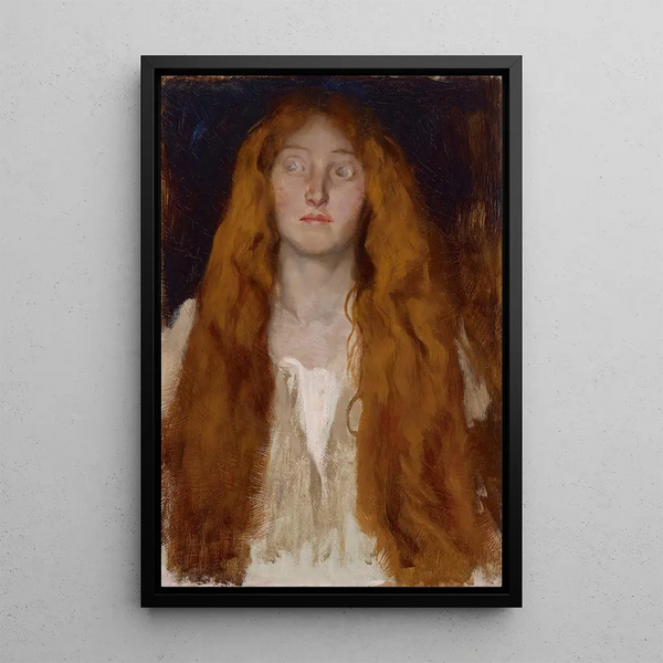 Studie der Figur Ophelia für die Szene aus dem Stück Hamlet Akt III Szene II - Edwin Austin Abbey — gerahmtes Bild an der Wand