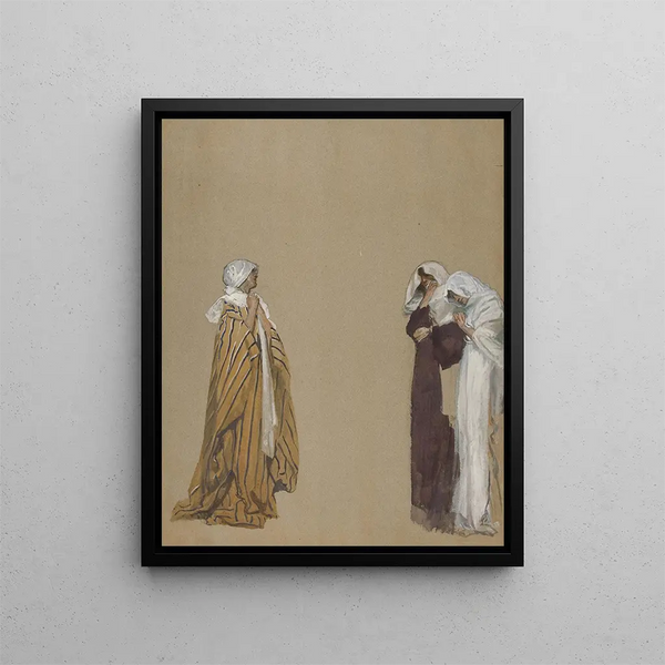 Studie Drei Figuren - Edwin Austin Abbey — gerahmtes Bild an der Wand