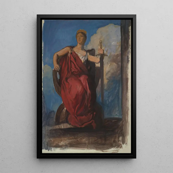 L'étude für die Figur des Genies von Pennsylvania in der L'Apothéose de la Pennsylvanie - Edwin Austin Abbey — gerahmtes Bild an der Wand