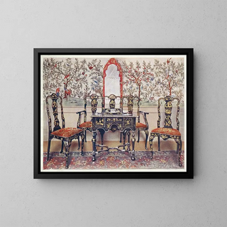 Edwin Foley - Black lacquer settee chairs and table red lacquer mirror.webp