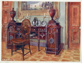 Edwin Foley - Carved mahogany pedestal sideboard Oval wheelback masters chair.webp