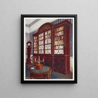 Edwin Foley - Inlaid mahogany breakfront bookcase Mahogany pedestal centre table.webp