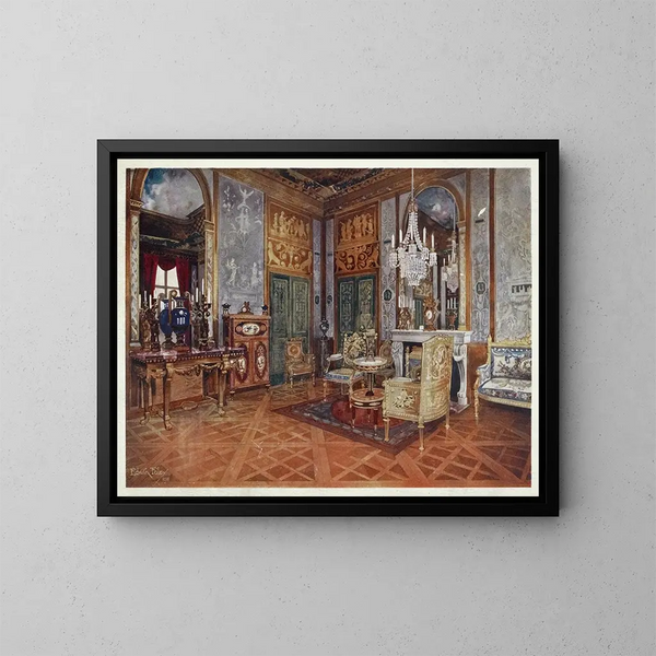 Salon de musique de la reine Marie-Antoinette, palais de Fontainebleau, Frankreich - Edwin Foley — gerahmtes Bild an der Wand