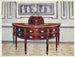 Halbkreisförmiges Buffet-Gemälde aus Mahagoni und mit einem Messerblock, marqueterie- und satinholzbeplankt, aus Mahagoni und Ebenholz - Edwin Foley — Ansicht des Kunstwerks