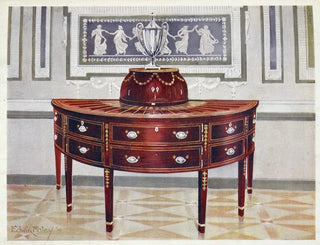 Edwin Foley - Semicircular mahogany sideboard and knifebox Inlaid and banded with satinwood mahogany and ebony.webp