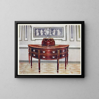 Edwin Foley - Semicircular mahogany sideboard and knifebox Inlaid and banded with satinwood mahogany and ebony.webp