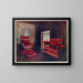 Sessel und gepolsterte Couch mit verstellbaren Enden - Edwin Foley — gerahmtes Bild an der Wand