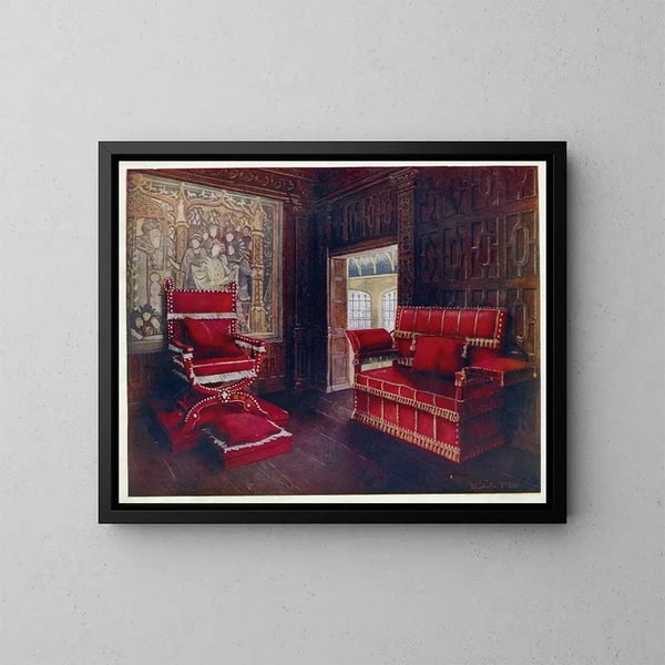 Sessel und gepolsterte Couch mit verstellbaren Enden - Edwin Foley — gerahmtes Bild an der Wand