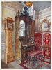 Scrutateur en noyer Horloge jaune en sycomore incrusté Tabouret sculpté - Edwin Foley — Ansicht des Kunstwerks