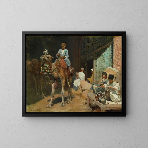 Ein Markt in Ispahan - Edwin Lord Weeks — gerahmtes Bild an der Wand