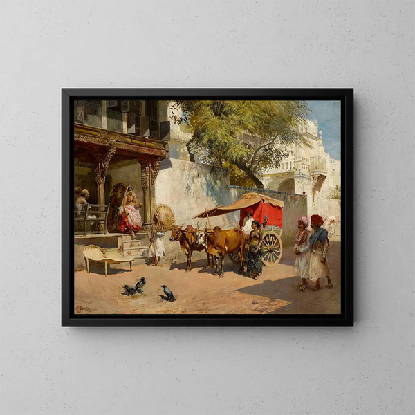 Mädchen der Nautche und Gharry in Ahmedabad - Edwin Lord Weeks — gerahmtes Bild an der Wand