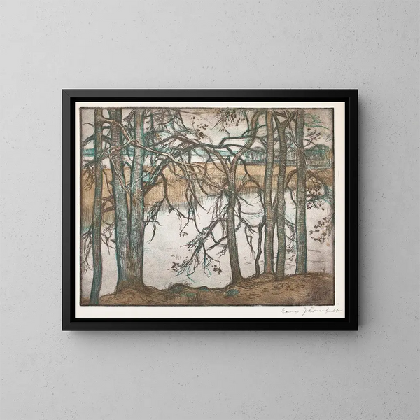 Rivage du lac avec des roseaux - Eero Järnefelt — gerahmtes Bild an der Wand