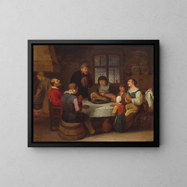 Gebet vor dem Essen - Egbert van Heemskerck — gerahmtes Bild an der Wand