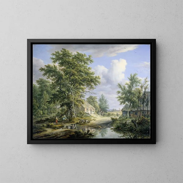 Bauern an Waldrand - Egbert van Drielst — gerahmtes Bild an der Wand