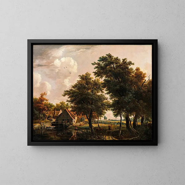 Landschaft mit Wassermühle - Egbert van Drielst — gerahmtes Bild an der Wand