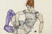 Frau sitzend mit violetten Strümpfen - Egon Schiele — Ansicht des Kunstwerks