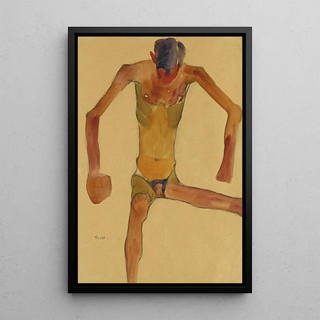 Egon Schiele - Sitzender mnnlicher Akt mit gesenktem Kopf Seated Male Nude with Lowered Head.webp