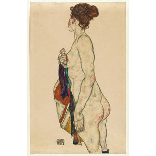 Egon Schiele - Standing Nude with a Patterned Robe.webp