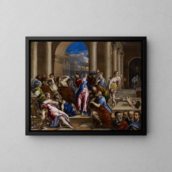 Der Christus treibt die Händler aus dem Tempel - El Greco — gerahmtes Bild an der Wand