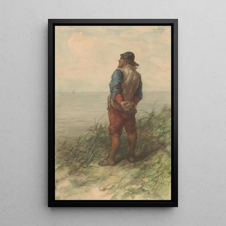 Elchanon Verveer - Zeeman vanaf de duinen uitkijkend over zee.webp