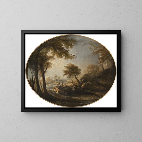 Landschaft mit Rustikalen und Vieh - Elias Martin — gerahmtes Bild an der Wand
