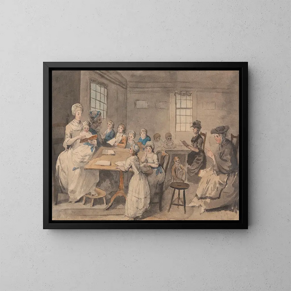Lesestunde in einer Mädchenschule - Elias Martin — gerahmtes Bild an der Wand