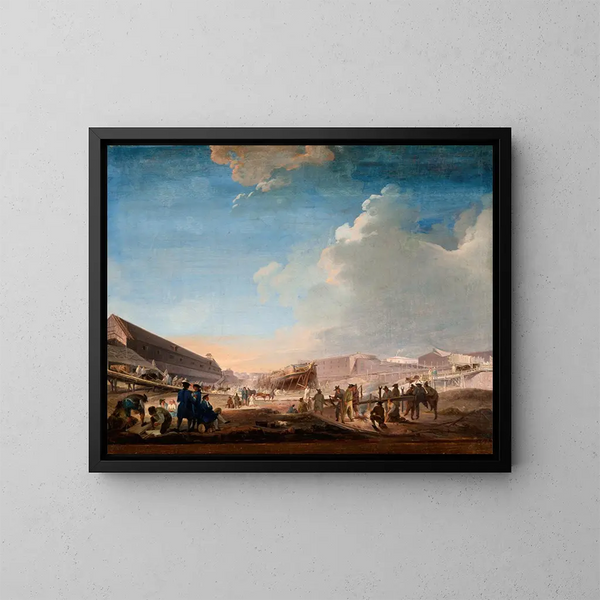 Der Kai der Galère in Sveaborg im Bau gesehen von Westen - Elias Martin — gerahmtes Bild an der Wand