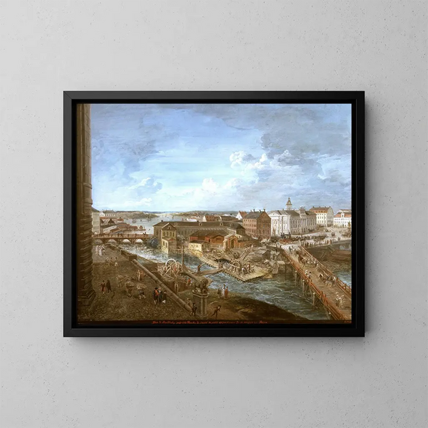 Ansicht von Stockholm vom Königsschloss aus - Elias Martin — gerahmtes Bild an der Wand