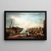 Westminster-Brücke und die Prozession auf der Themse von König Christian VII. von Dänemark im Jahr 1769 - Elias Martin — gerahmtes Bild an der Wand