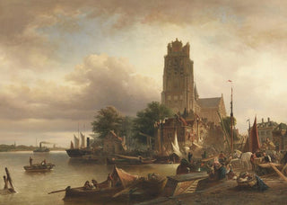 Elias Pieter van Bommel - Ansicht von Dordrecht mit der Grote Kerk.webp