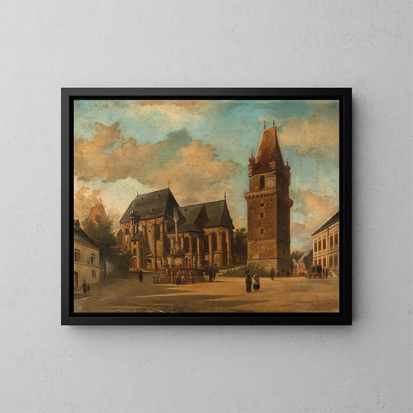 L'église des Augustins à Perchtoldsdorf près de Vienne - Elias Pieter van Bommel — gerahmtes Bild an der Wand