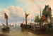 Segelboote im Hafen - Elias Pieter van Bommel — Ansicht des Kunstwerks