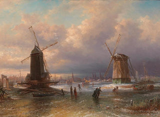Elias Pieter van Bommel - Winter Pleasures on the Ice outside a Dutch Town.webp