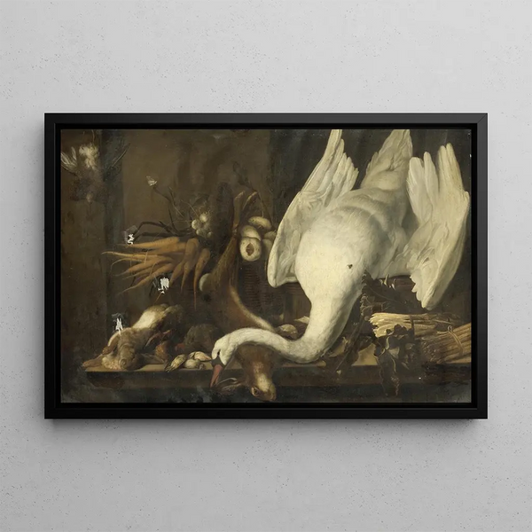 Elias Vonck - Still life with a Swan Asparagus Game and Vegetables.webp