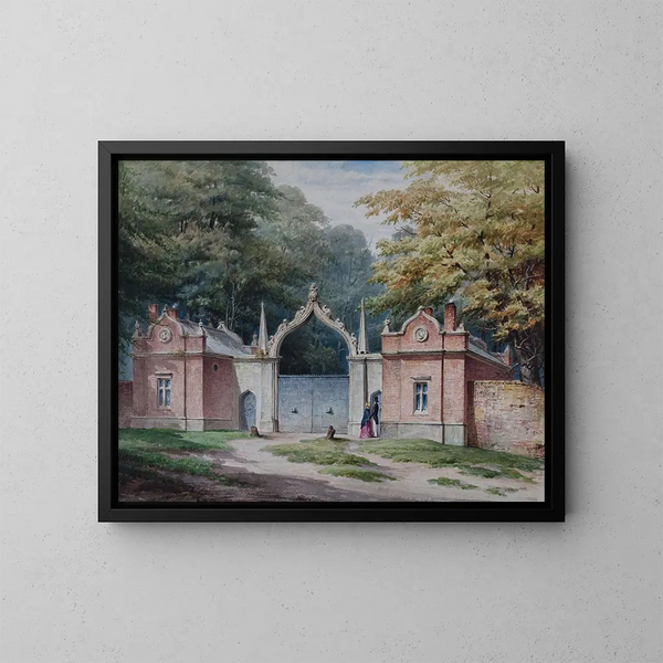 Eingang der Türen des Pavillons in Aston Hall - Elijah Walton — gerahmtes Bild an der Wand
