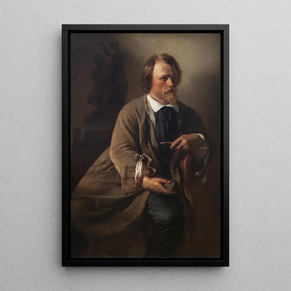 Der Bildhauer Jens Adolf Jerichau, Ehemann der Künstlerin - Elisabeth Jerichau-Baumann — gerahmtes Bild an der Wand
