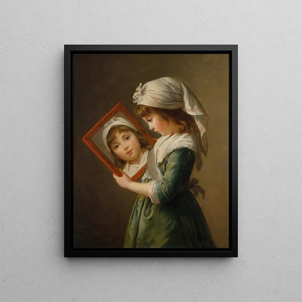 Julie Le Brun se regardant dans un miroir - Elisabeth Louise Vigée Le Brun — gerahmtes Bild an der Wand