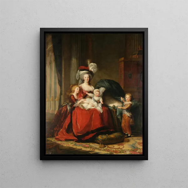 Marie-Antoinette von Lothringen, Königin von Frankreich der Habsburger, und ihre Kinder - Elisabeth Louise Vigée Le Brun — gerahmtes Bild an der Wand