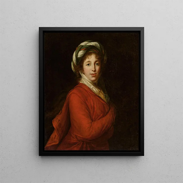 Portrait einer Frau mit Turban - Elisabeth Louise Vigée Le Brun — gerahmtes Bild an der Wand