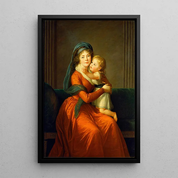 Portrait der Prinzessin Alexandra Golitsyna und ihres Sohnes Piotr - Elisabeth Louise Vigée Le Brun — gerahmtes Bild an der Wand