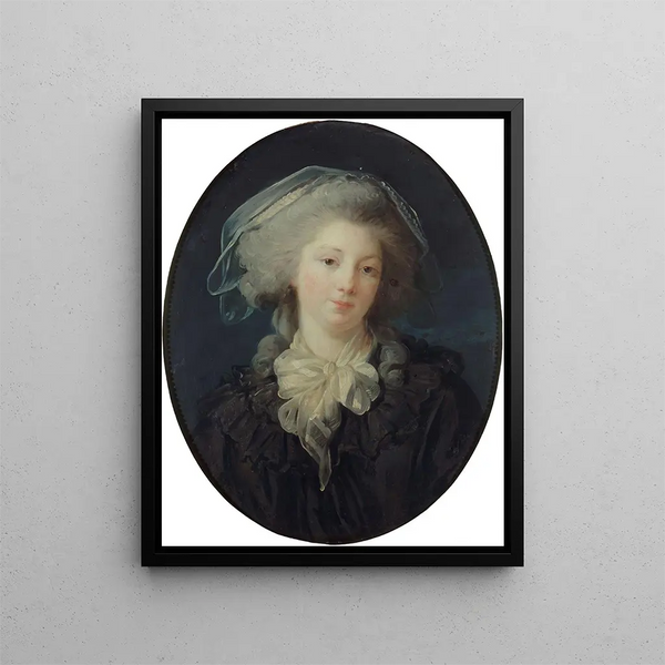 Porträt mutmaßlich von Charlotte Françoise Bergeret de Norinval - Elisabeth Louise Vigée Le Brun — gerahmtes Bild an der Wand