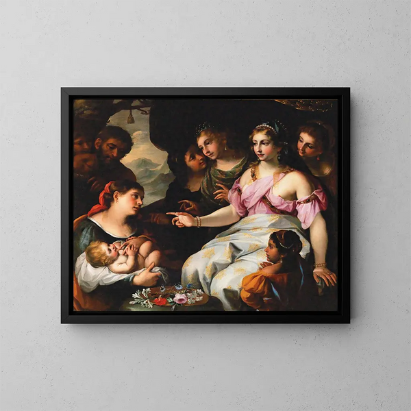 Die Entdeckung Moses - Elisabetta Sirani — gerahmtes Bild an der Wand