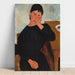 Reproduktion des Gemäldes Elvire sitzend, an einem Tisch angelehnt - Amedeo Modigliani