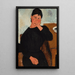 Reproduktion des Gemäldes Elvire sitzend, an einem Tisch angelehnt - Amedeo Modigliani