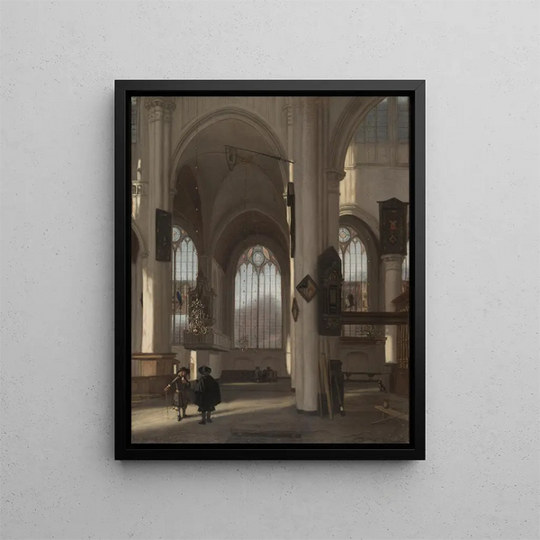Innenansicht einer Kirche - Emanuel de Witte — gerahmtes Bild an der Wand