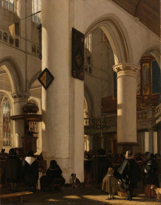 Emanuel de Witte - Interior of a Protestant Gothic Church during a Service.webp